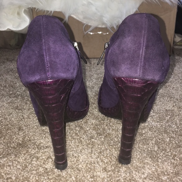 JIL SANDER Suede & Snakeskin Peep Toe Booties - Picture 4 of 8